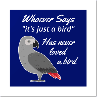 Just A Bird African Grey Parrot Posters and Art